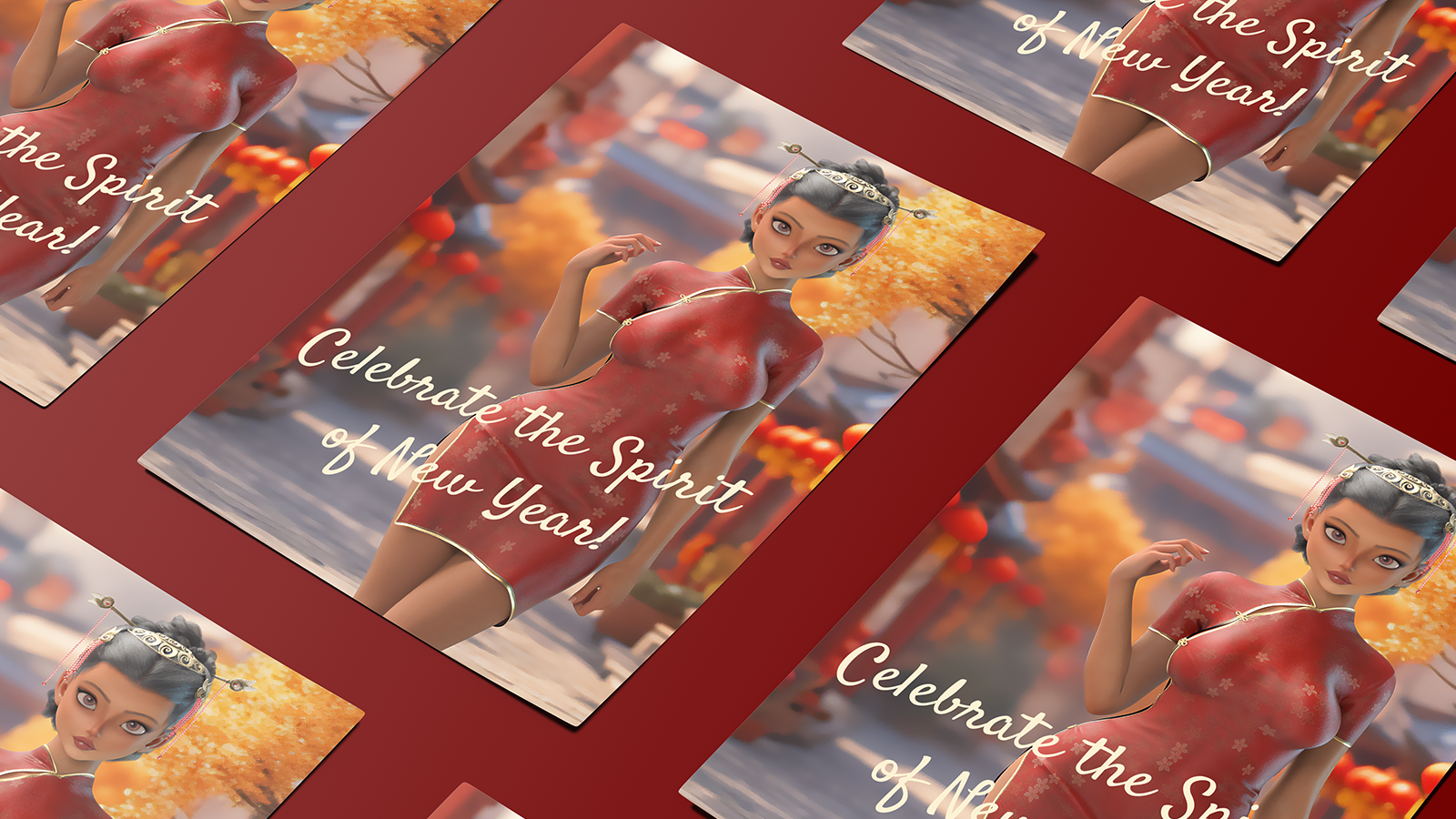 Toon Girl Celebrating Chinese New Year